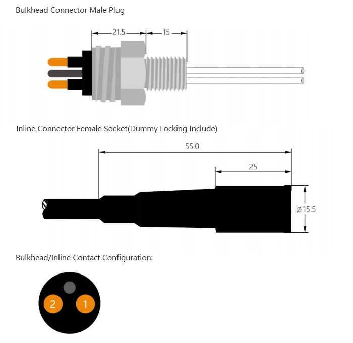 Underwater Connector 2Pins Underwater Electrical Wire Connectors