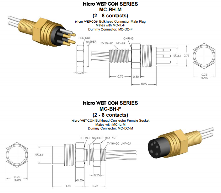 Underwater Connector 8Pins Seacon Underwater Connectors Underwater